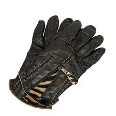 Sermoneta gloves(セルモネータグローブス) 手袋 - ダークブラウン×ベージュ ゼブラ柄 カシミヤ、レザー