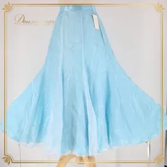 社交ダンス 衣装 スタンダード スカート レッスンウェア オールシーズン Elegance FASHION 無地 シンプル 透け感 清楚 ライトブルー 美しい スカート丈80.5cm ウエスト29.5cm 光沢感 ポリエステル 日本製 おしゃれのサムネイル