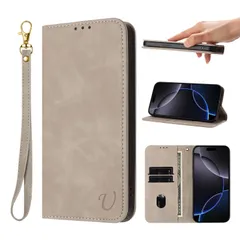 【新着商品】財布型 カードケース スタンド機能 耐摩擦 耐衝撃 全面保護 マグネット内蔵 スマホケース 肌触り良いレザー カード入れ 同色ストラップ付き 手帳型ケース A Pixel9 ピクセル グーグル 対応 softbank SIMフリー ライトグレー ド