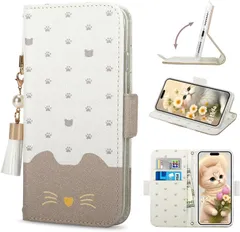 【数量限定】財布型 カード入れ収納 スタンド機能 TPU おしゃれ 9aスマホケースカバー ストラップ付きPixel タッセル 人気 な チャーム かわいい 猫 (pixel ケース ピクセル9a 手帳型 9Aブラウン) 適用のケース 9a Pixel