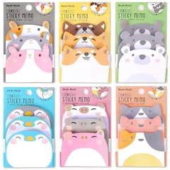 【特価セール】かわいい 動物 270枚 6柄セット ふせん メッセージシール メモ帳 おもしろ メモ用紙 手帳 文房具 (動物A)