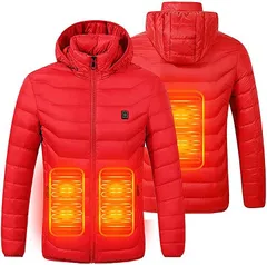 SUPTEMPO 電熱ベスト usb加熱 バッテリー給電 電熱ジャケット 男女兼用 (レッド（コート）,  S)