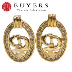 【中古】 クリスチャンディオール イヤリング CDロゴ メタル ラインストーン ゴールド メッキ GP アクセサリー レディース 女性 Christian Dior