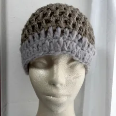 【クロシェハット】冬用　毛糸　ハンドメイド　クラッシャーハット　ニット帽　かぎ針