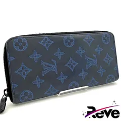 ルイヴィトン モノグラム シャドウ ジッピーウォレット ヴェルティカル ブルー 長財布