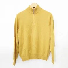 ユニクロ UNIQLO ニット セーター 長袖 ハーフジップ スタンドカラー カシミヤ 黄 イエロー M