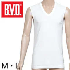 メンズ インナー シャツ ノースリーブ vネック 綿100 肌着 厚め 白 BVD M・L 男性 下着 スリーブレス 袖なし 紳士 Tシャツ 綿100% コットン v首 ホワイト M L