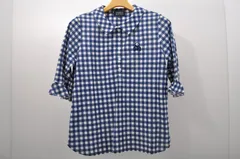 中古 レディース パーリーゲイツ PEARLY GATES 半袖ポロシャツ 0(S) 紺×白  五分袖 ギンガムチェック