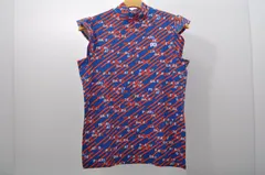 中古 レディース パーリーゲイツ PEARLY GATES 半袖シャツ 0(S) 青 ブルー ハイネックカットソー スラッシュ柄 ロゴ柄