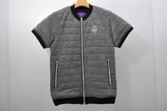 中古 レディース ビームスゴルフ BEAMSGOLF フルジップアウター M 黒×白 半袖ダブルジップ 中綿入り 千鳥柄