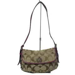 COACH(コーチ) ショルダーバッグ シグネチャーフラップダッフル F15171 カーキ×パープル レザー
