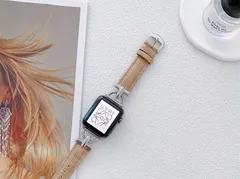 Apple Watch パステルカラー フェイクレザー バンド 42/44/45mm　ライトブラウン　591040424445
