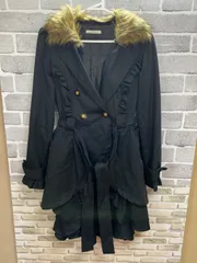 【D1-24】◇   axes femme   Lサイズ　ファー付きロングコート　黒色