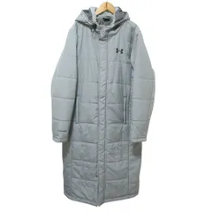 良品 UNDER ARMOUR アンダーアーマー 中綿 フーデッド ベンチコート MD グレー メンズ レディース 古着 中古 USED