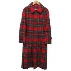 美品 KEITH キース タータンチェック ウール ステンカラーコート バルマカーンコート レッド レディース 古着 中古 USEDのサムネイル