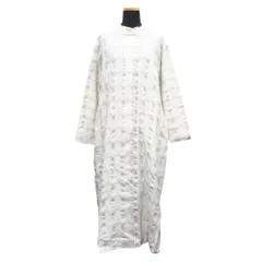 未使用 LILASIC リラシク チェック柄 ロング シャツ ワンピース スタンドカラー 製品洗い 長袖 M グレー系 レディース 古着 中古 USED