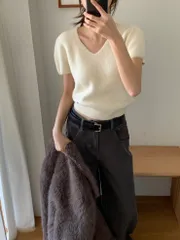 ラビット 半袖 ニット (ぽかぽか 冬 アンゴラ デイリー 冬 コーデ ゲストルック