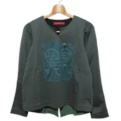 未使用 OLLEBOREBLA オレボレブラ アルベロベロ ぶたさん ビジューメッシュ キーネックカットソー M カーキグリーン レディース 古着 中古 USED