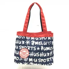 【美品】MUスポーツ 保冷カートバッグ ネイビー×レッド ロゴ総柄 真ん中保冷 ゴルフ M・U SPORTSのサムネイル