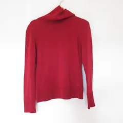 美品 BURBERRY バーバリー タートルネック 長袖 ニット セーター 1 レッド レディース 古着 中古 USED