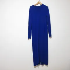 美品 UN3D. アンスリード BASIC KNIT OP 長袖 ロング ニットワンピース 38 ブルー レディース 古着 中古 USED