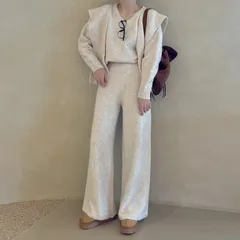 (当日出荷)Vネック、ネックウォーマー、ズボン ニット セット _316