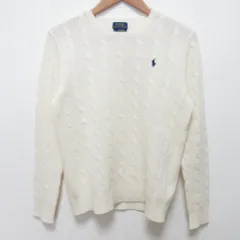 美品 POLO RALPH LAUREN ポロラルフローレン ケーブルニットセーター サイズM ホワイト レディース 古着 中古 USED