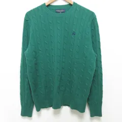 美品 BROOKS BROTHERS ブルックスブラザーズ ケーブルニット セーター サイズＭ グリーン メンズ 古着 中古 USED