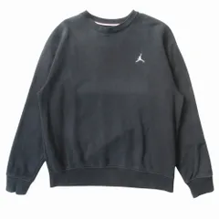 良品 NIKE ナイキ ジョーダン フリース スウェット トレーナー カットソー 長袖 ロゴ 刺繡 DQ7521-010 サイズL 黒 ブラック メンズ 古着 中古 USED