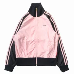 美品 adidas アディダス トラック ジャケット ブルゾン ジャージ ロゴ 刺繡 サイズS ピンク 紺 ネイビー  レディース 古着 中古 USED