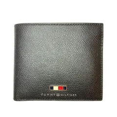 美品 TOMMY HILFIGER トミーヒルフィガー 二つ折り財布 ウォレット ブラック メンズ 古着 中古 USED