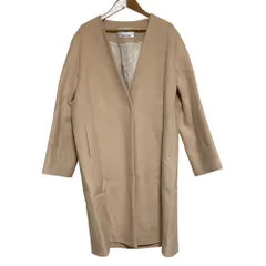 良品 INED イネド ノーカラー ロングコート サイズ11 ベージュ レディース 古着 中古 USED