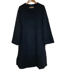 美品 green label relaxing グリーンレーベルリラクシング ユナイテッドアローズ ノーカラーウールコート サイズ36 ブラック レディース 古着 中古 USED