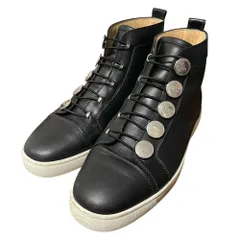 美品 Christian Louboutin クリスチャンルブタン レザー ハイカット スニーカー サイズ42 27cm相当 ブラック メンズ 古着 中古 USED