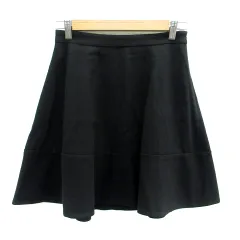 アナトリエ ANATELIER フレアスカート ミニ丈 リネン混 38 黒 ブラック /HO14 ■MO