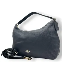 【美品】コーチ COACH 2WAY ショルダーバッグ ハンドバッグ F36628 ペブルドレザー シボ革 本革 ネイビー 紺 レディース エレガント シンプル 通勤 通学 肩掛け 斜め掛け可 クリーニング済み s45