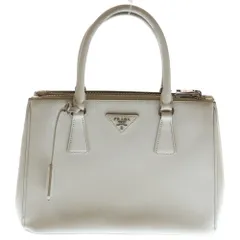 PRADA (プラダ) ガレリア サフィアーノレザー ロゴプレート2WAYハンドバッグ 1BA863 ホワイト