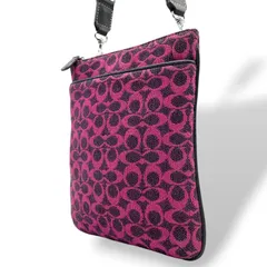 美品 コーチ COACH シグネチャー ジャカード ショルダーバッグ クロスボディ ピンク パープル ブラック レディース C8