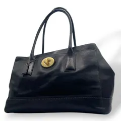 コーチ トートバッグ 黒 ターンロック レザー ワンショルダー COACH s9 ハンドバッグ 肩掛け可 ブラック ゴールド金具 ロゴタグ 本革 11554 オールレザー