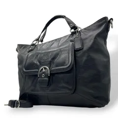 美品 コーチ ショルダーバッグ 黒 ブラック F24683 2way レザー 本革 A4収納可 トートバッグ ハンドバッグ フラップ 自立可 斜め掛け可 シルバー金具 ロゴタグ ビジネスバッグ ソーホー COACH s65