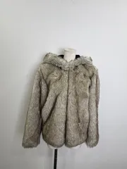 R00761｜ZARA WOMAN｜ザラ ウーマン｜ファージャケット｜パーカー｜Y2K｜90S｜古着｜ヴィンテージ｜グレー Gray｜フード｜レディース｜大人気｜一点物｜カジュアル｜フォロー割あり