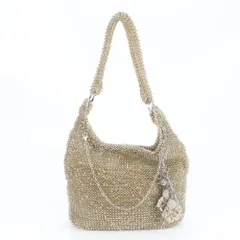 美品 アンテプリマ ワイヤー バッグ 編み込み チャーム 付 ショルダーバッグ 肩掛け ゴールド ハンド レディース EUM DD7-9【中古】