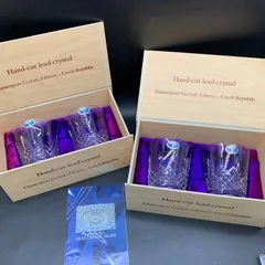 U327 ペア×2セット計4客 ボヘミアンガラス CRYSTAL GLASS BOHEMIA Cristal クリスタルグラス　タンブラー　ロックグラス