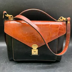 Z349 MAARI ASKEW（マリーアスキュー）本革レザーハンドバッグ　ショルダーバッグ2Way 　ブラックブラウン中古　メンズレディース