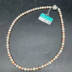 X331　定価3万 未使用 淡水パール マルチカラー 真珠 ネックレス テリ艶◎総重量23.5g　レディースアクセサリー　ジュエリー　留め具SILVER刻印