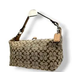 コーチ COACH 6094 シグネチャー デミポーチ アクセサリーポーチ ハンドバッグ ミニバッグ キャンバス レザー 本革 ベージュ ブラウン 茶 カーキ レディース ミニトート ポーチ バニティ 化粧ポーチ サブバッグ 定番 人気 鞄 カバン s85