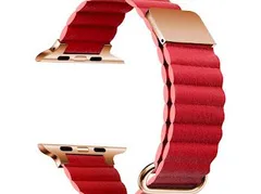 Apple Watch マグネット式  PUレザー バンド レッド　590970384041