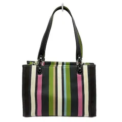 Kate spade(ケイトスペード) トートバッグ - ダークネイビー×アイボリー×マルチ ストライプ レザー