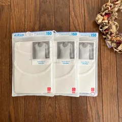 【新品タグ付き】UNIQLO　ユニクロ　AIRism　150　コットンタンクトップ　ホワイト　計３点セット