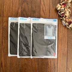 【新品タグ付き】UNIQLO　ユニクロ　AIRism　150　コットンタンクトップ　ブラック　計３点セット